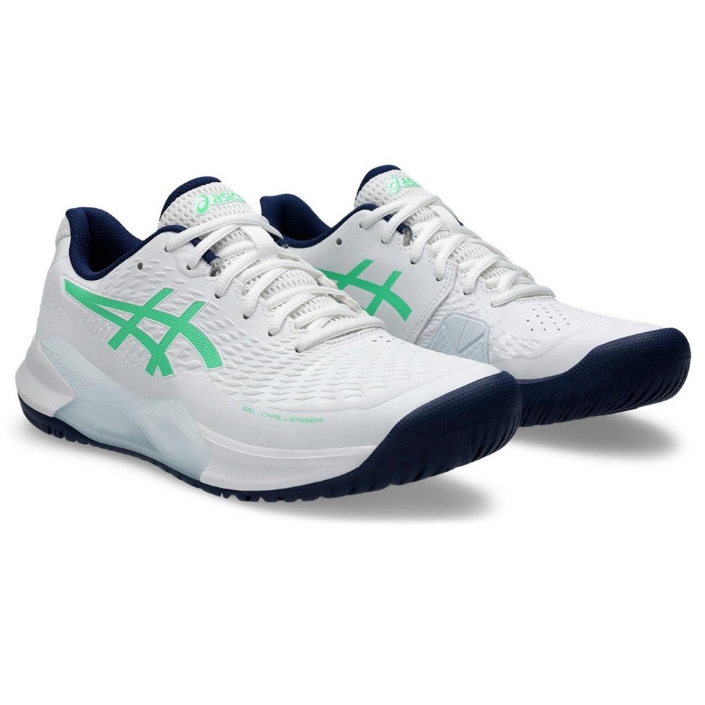 Asics White and Green Athletic Shoes